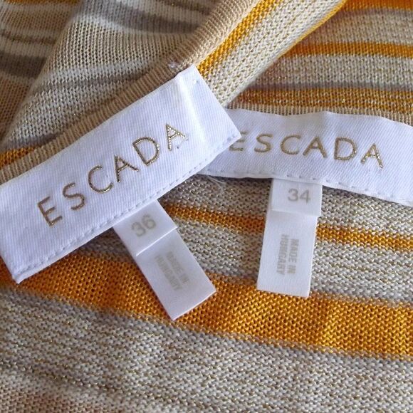 ESCADA Twin Set, 4/6, Jacket/Tank, Golden yellow/Tan Stripes, Magnetic clasps - Picture 12 of 15